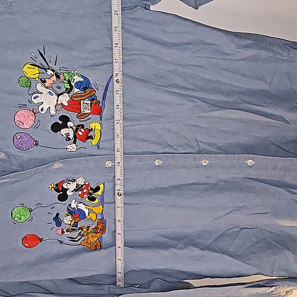 Vintage Disney Mickey and Friends Embordered Denim Longsleeve Shirt Size X-Large - Picture 7 of 9
